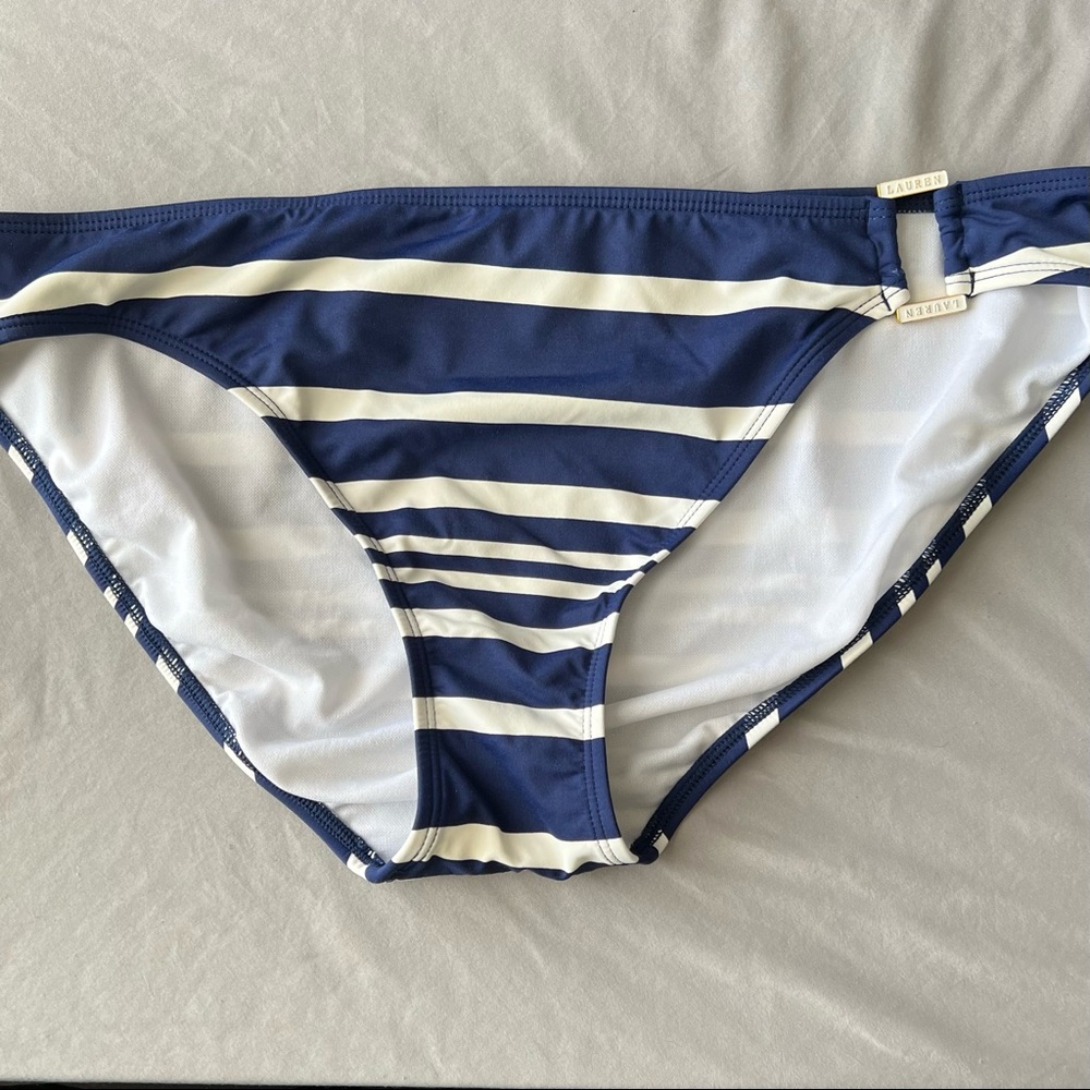 Lauren by Ralph Lauren Striped Bikini Bottom XL Navy and White